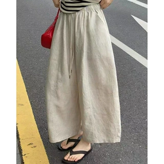 巨凉快老钱风气球裤小个子九分裤高腰抽绳阔腿裤百搭休闲裤女夏薄