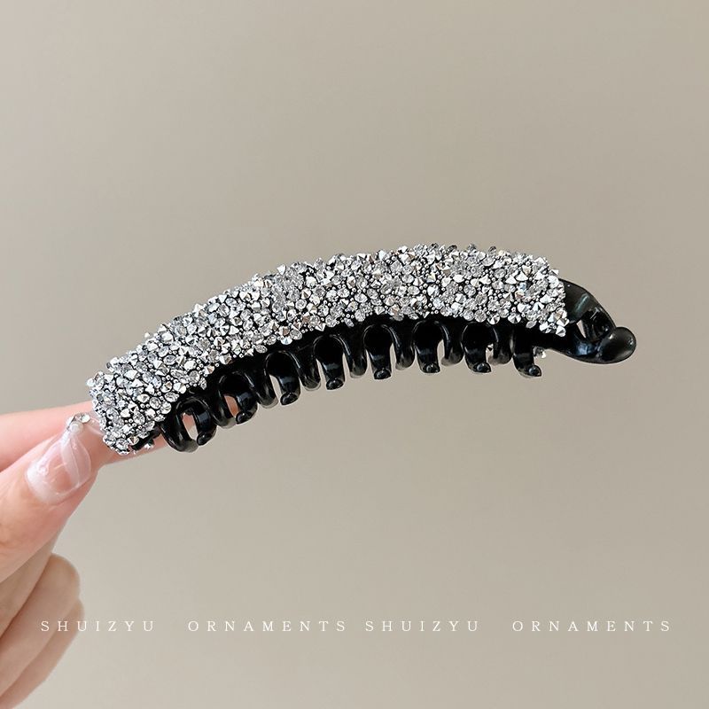3 # White full diamond banana clip 10.5cm