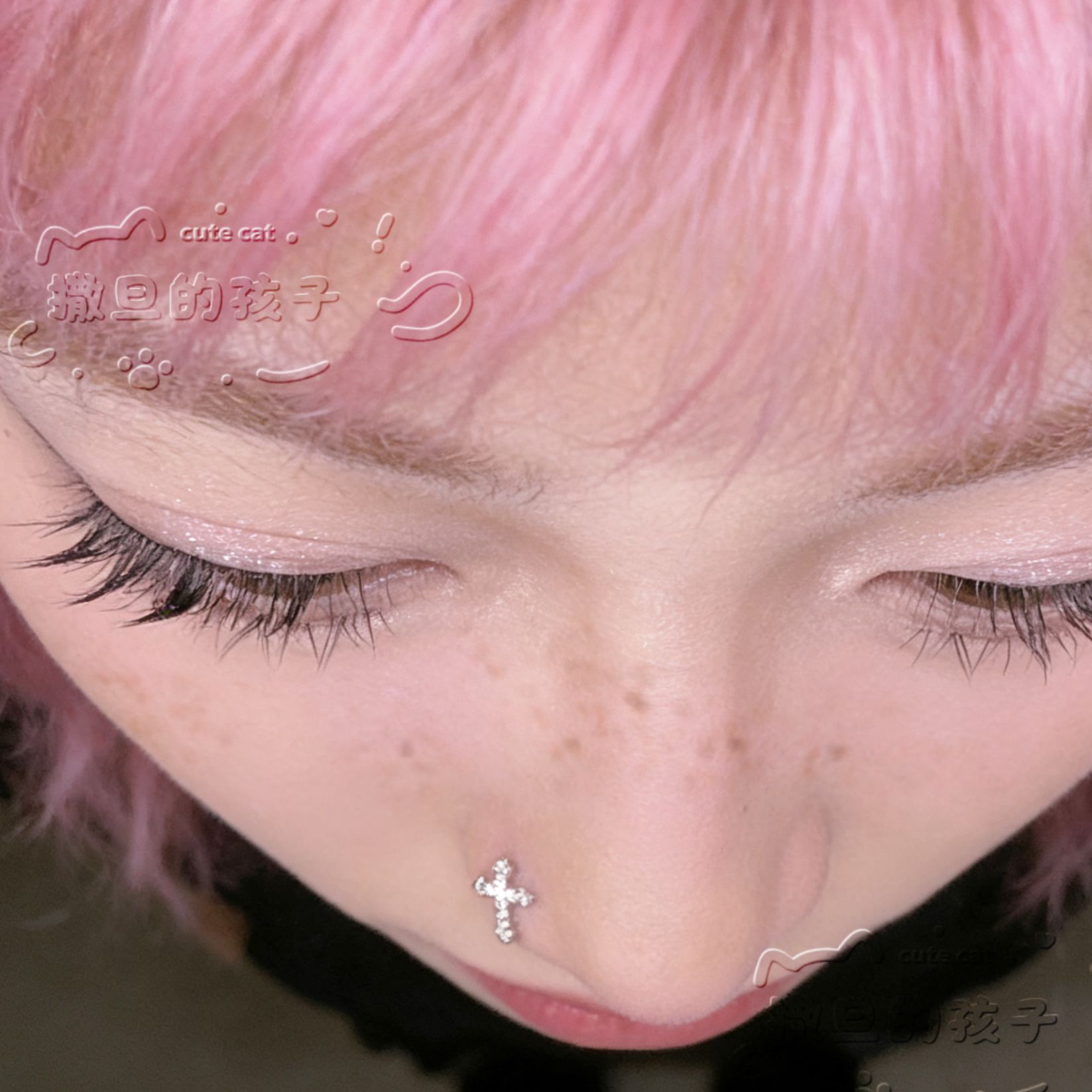 Satan's Children Cross Snow Mist L-Shaped Nose Stud Nose Ornament Piercing Jewelry detail image 1