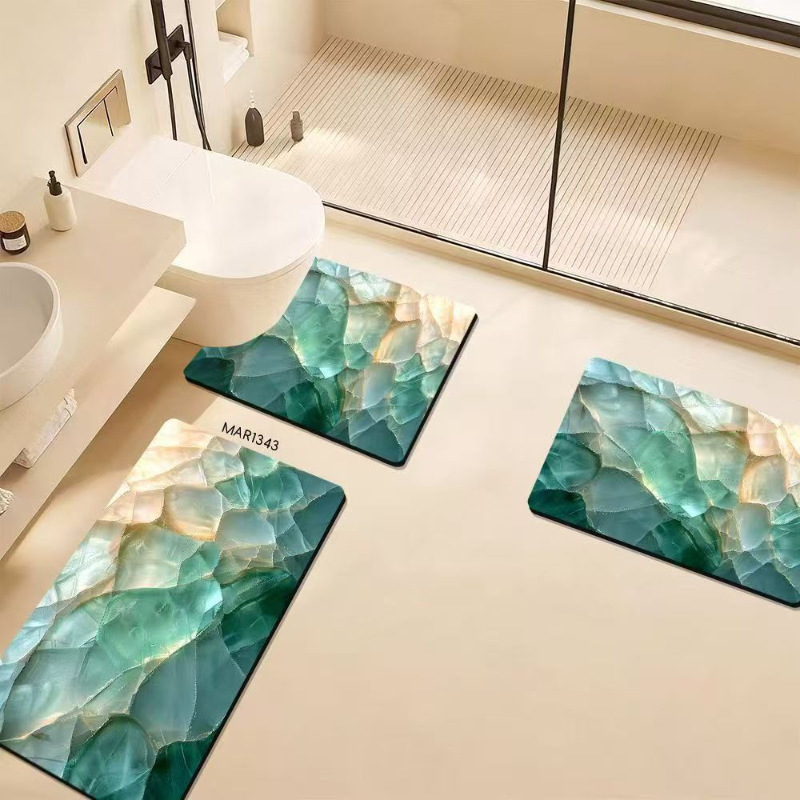 Alfombra de barro de diatomeas simple, alfombrilla de baño de secado rápido absorbente de agua especial, alfombrilla de baño de tres piezas antideslizante y resistente a la suciedad