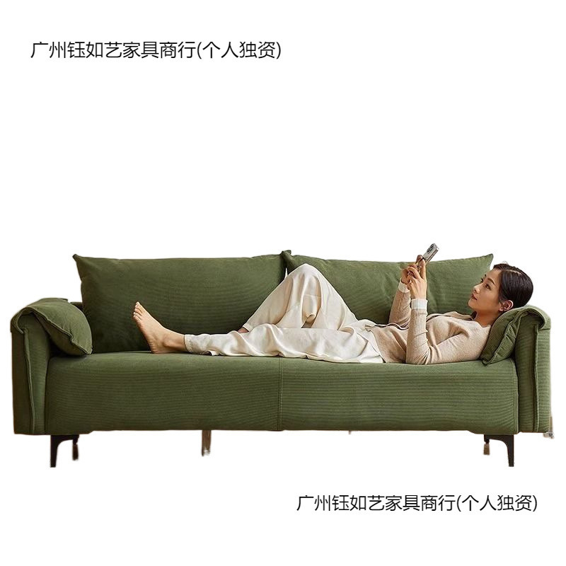 沙发客厅小户型民宿出租房双三人位大象耳朵懒人直排布艺沙发新款|undefined