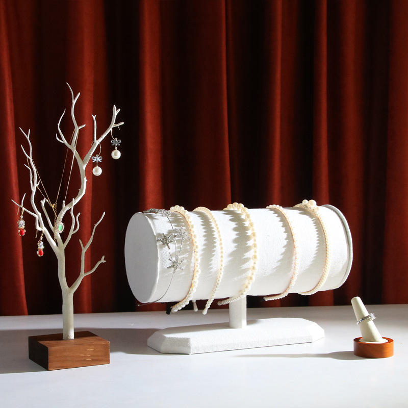 Headband holder, white hemp cloth headband holder, ring holder, plastic jewelry, creative jewelry, matching, photo display props