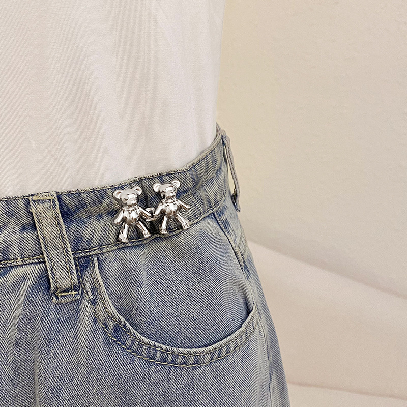 Bear waist-retracting buttons without nailing artifact jeans waist buckle waist circumference change skirt bear holding hands waist buckle bear clip buckle