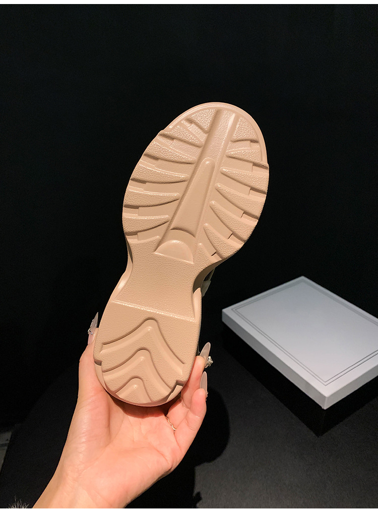 Sandal cao gót nữ hở mũi đế xuồng platform da bò thật, gót 12 cm, phong cách La Mã — màu đen, màu trắng, màu mơ chi tiết 19