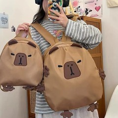 雙肩包小眾設計書包大學女可愛卡皮巴拉背包可愛丑萌潮水豚雙肩包