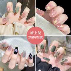 Manicure Wearable Nails Wholesale Spring and Summer Wearable Nails Short Style White Nail Patches Finished Fake Nails