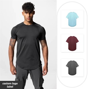 Amazon European and American men's quick-drying short-sleeved loose mesh breathable solid color fitness sports running training top