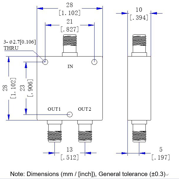 SMA母头 DC-3000M微带一分二功分器DC-3G二功率分配器电阻功分器