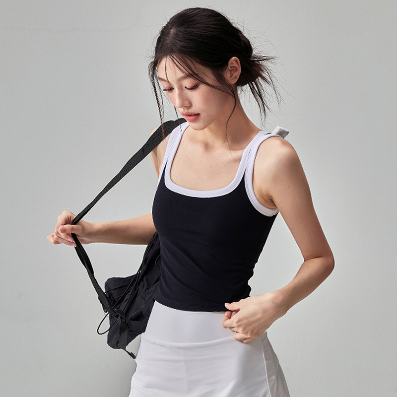 健身女孩夏季瑜伽服套装防走光网球裙透气显瘦动背心短裙两件套|undefined