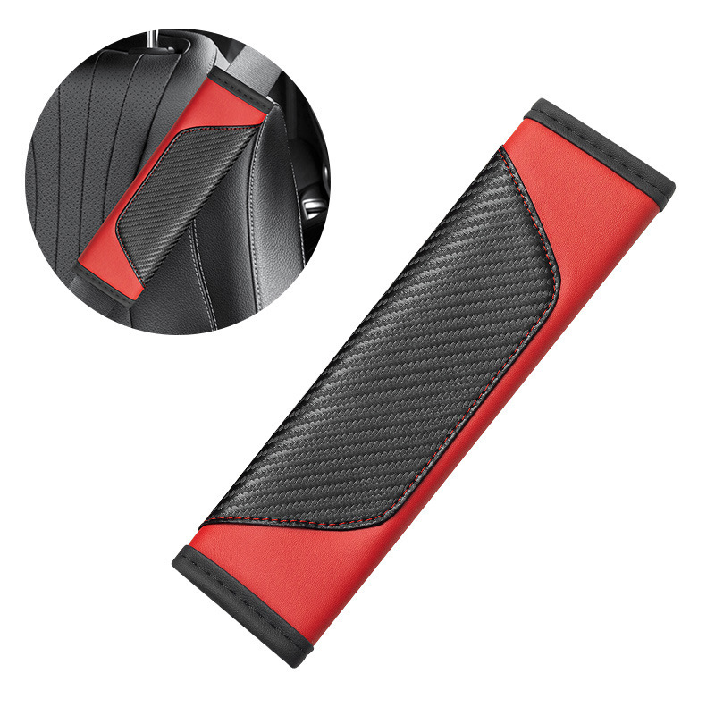 Qìchē – Carbon Fiber Seat belt shoulder pad - sport-carbon-fiber-shoulder-pad-blackred-single
