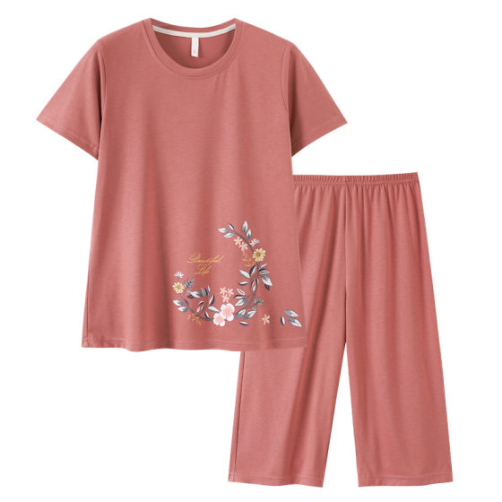 2024 New Mom Pajamas Summer Modal Short-sleeved Capri Pants Thin Middle-aged Plus Size Home Clothes suit