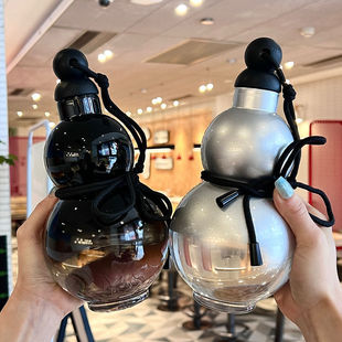 Trendy Gourd Water Bottle 2025 New High-Value Black Mythical Wukong Ancient Style Cup Outdoor Portable High-Temperature Resistant Kettle