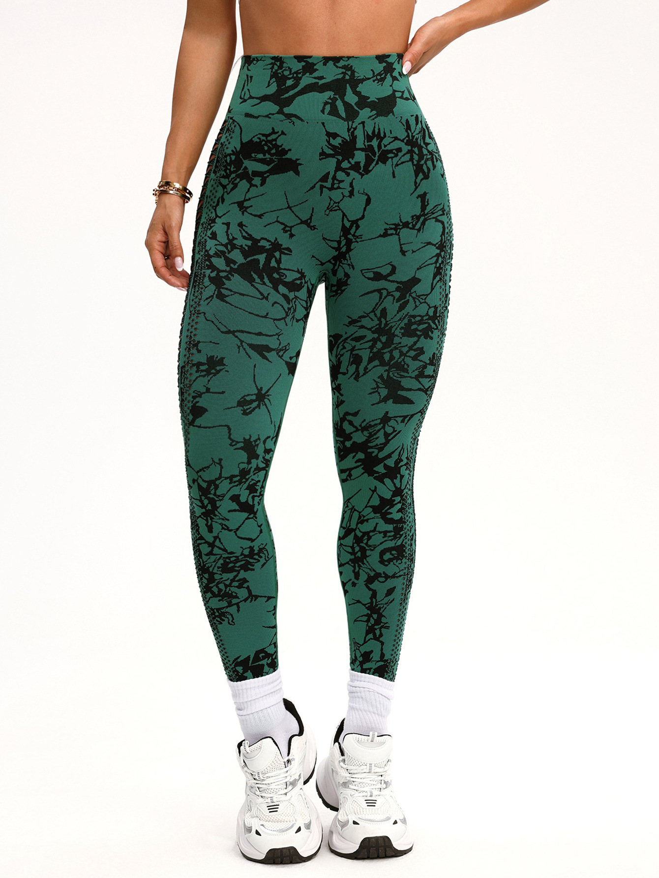 Nuevos pantalones de yoga de cadera de melocotón huecos, pantalones deportivos antideslizantes de cintura alta para mujer, pantalones de fondo deportivo de fitness para correr