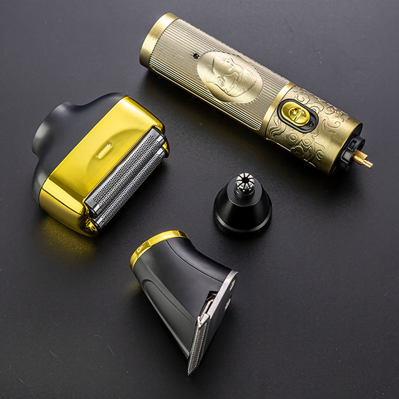 新型クロスボーダー三合一電動往復式髭剃り鼻毛剪定器レトロ理髪剪定カバーUSB充電|undefined