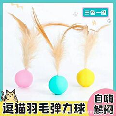 厂家宠物猫咪玩具球弹力球鸡羽毛跳跳球逗猫棒玩具猫自嗨解闷用品