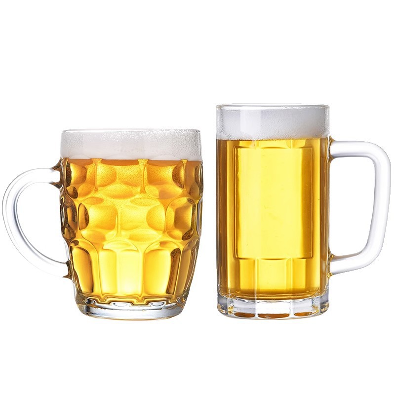 Vaso de cerveza de vidrio, taza de cerveza de barril, hogar, barra de 500ml, taza de agua con mango de piña de gran capacidad, taza de té engrosada