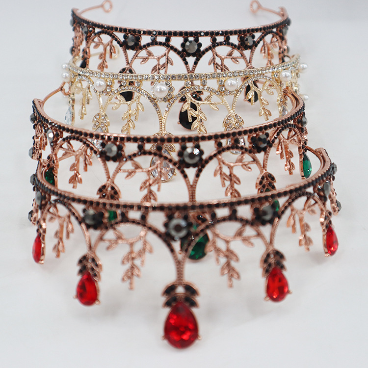 Europa y América corona tocado fiesta de cumpleaños de las mujeres de la moda corona diadema barroco cristal princesa corona joyería al por mayor