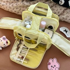 双宽四开口大容量化妆包女2025新款便携分区收纳包外出旅行洗漱包