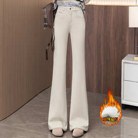 加绒微喇裤秋冬季新款女装高腰时尚气质保暖裤厚款长款休闲裤