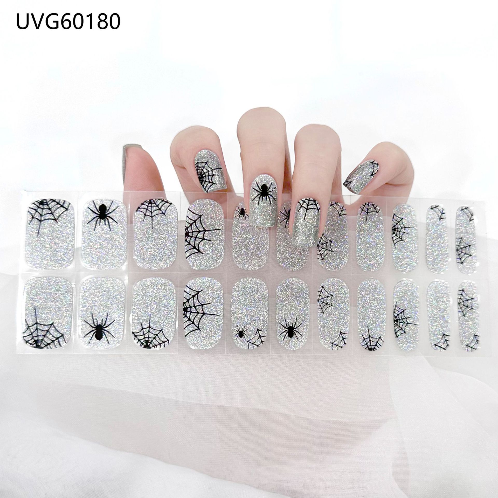 Pegatinas de uñas de gel UV transparentes efecto hielo, semicuradas, con lámina dorada, fototerapia, efecto película de aceite