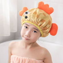 儿童浴帽防水2024新款洗澡淋浴帽可爱男女童双层加厚头套重复使用