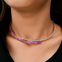 跨境新品满钻开口项圈欧美时尚高级感派对水钻锁骨链女necklace