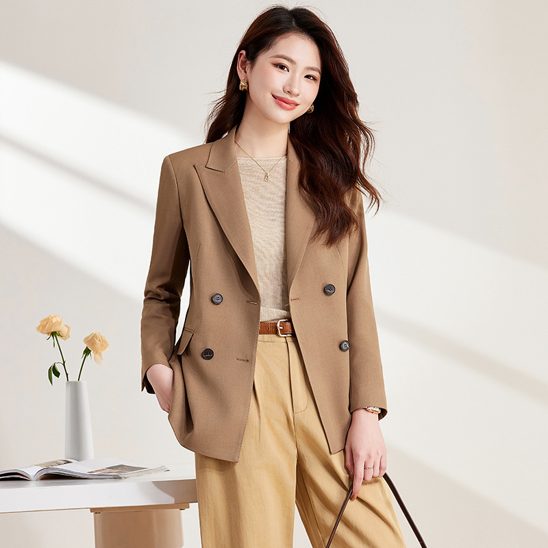 Khaki autumn elegant classic suit jacket for leisure