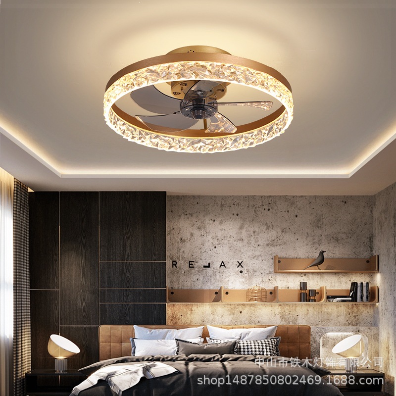 Ventilador de Techo Invisible con Luz 110V de Acrílico Silencioso con Control Remoto para Sala de Estar y Dormitorio
