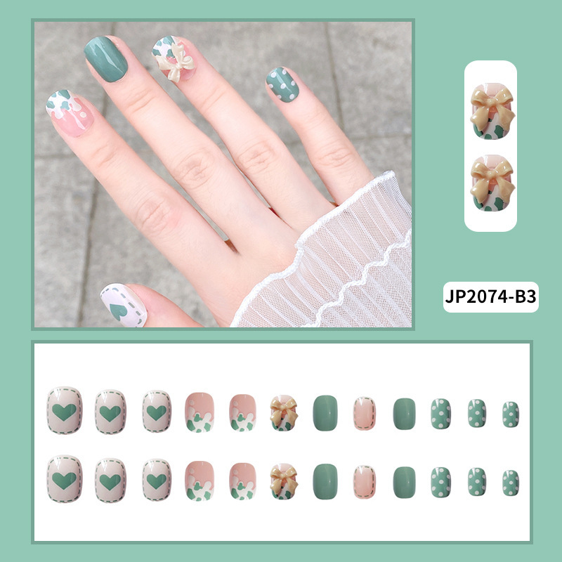 Leche de punto de onda, cuidado de arco de uñas, aire dulce y fresco para usar un parche de uñas, 24 piezas de parche de uñas falsas image 3
