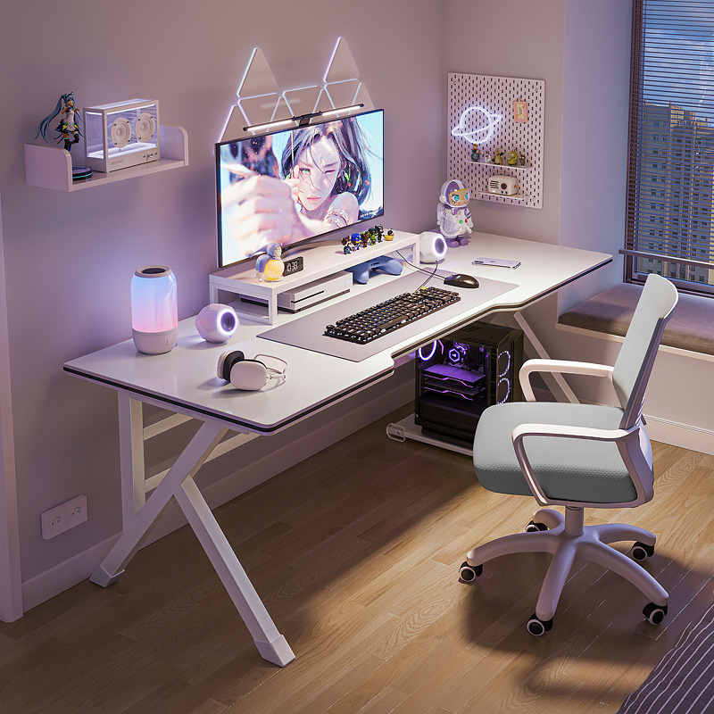 White Computer Desk Desktop Home Live E-sports Table Simple Table Workbench Student Study Desk Office Desk