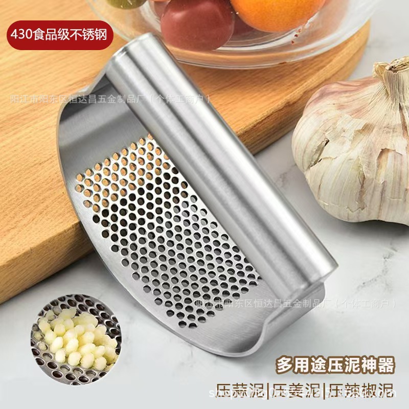 Ring-Shaped Garlic Press, Stainless Steel Manual Garlic Masher, Household Garlic Masher, Garlic Masher, Garlic Masher