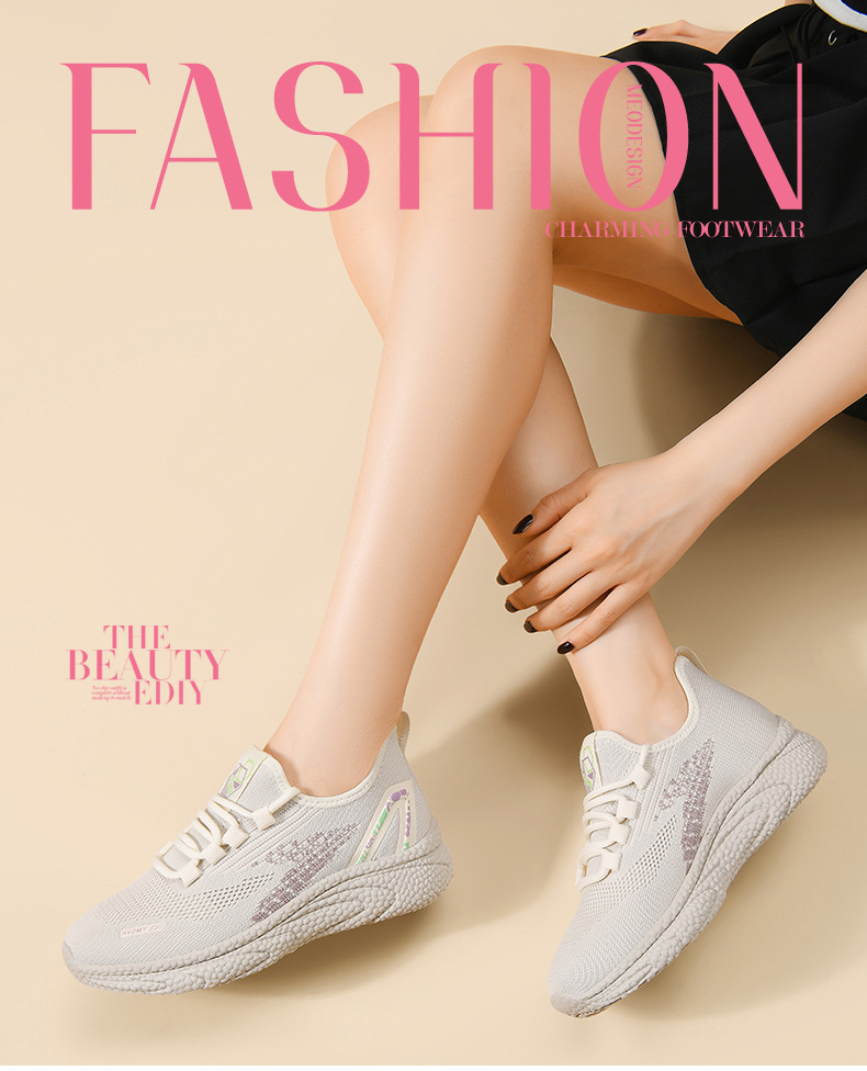 Giày sneaker nữ lưới thoáng khí chạy bộ nhẹ êm chống sốc mùa xuân hè 2025 — DH 98012 đen đỏ, DH 98021 đen trắng, LJ 69319 màu đen, JST 7036m đỏ chi tiết 1