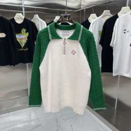 秋冬外贸跨境ca卡萨男式休闲翻领半拉链套头毛衣宽松百搭男女同款