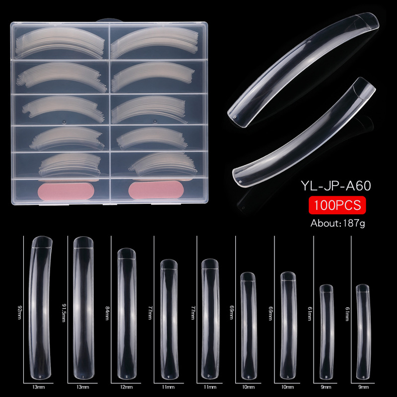Nail Salon Cross-Border Transparent Half-Stick Nails, Extra-Long Stage Nails, No-Polish Nail Pieces, Lightweight and Breathable