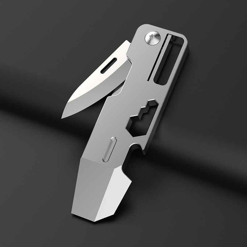 钛合金多功能折叠小刀钥匙扣迷你开箱拆快递神器开瓶器小撬棍EDC