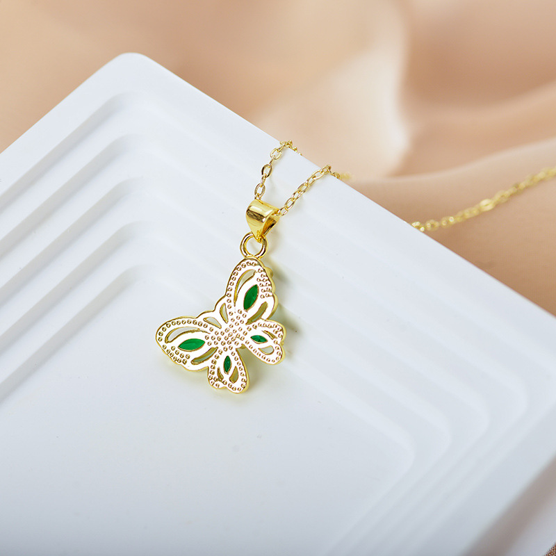 Daily Occasion Alloy Material Fashion Butterfly Alloy Inlay Rhinestones Women's Pendant Necklace 1 Piece