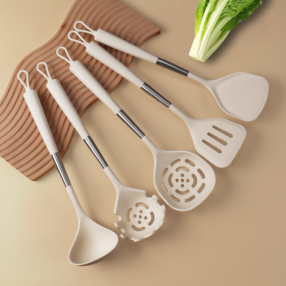 New silicone kitchenware 7-piece set non-stick spatula spoon suit tube handle high temperature resistant silicone spatula spoon colander