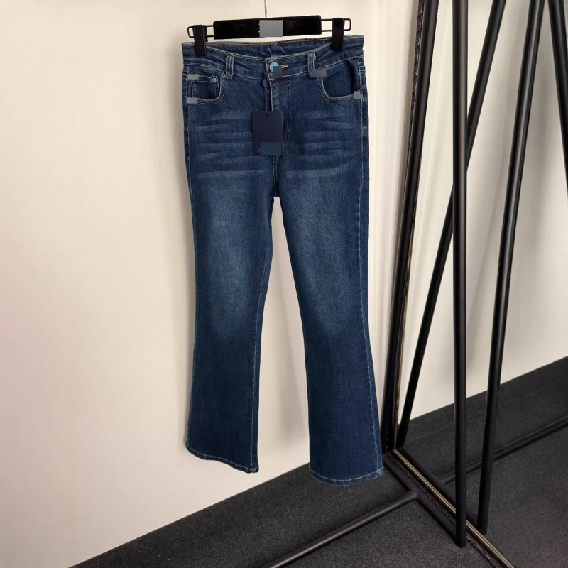 Nanyou High-End Foreign Trade Stylish New Style Denim Pants with Plush Logo Embroidery on the Back and Pockets, Slightly Flared and Tapered