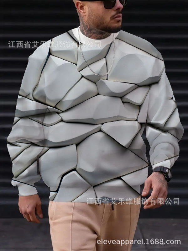 跨境新款热销男士休闲圆领长袖卫衣3D数码印花经典美国风图案热卖|undefined