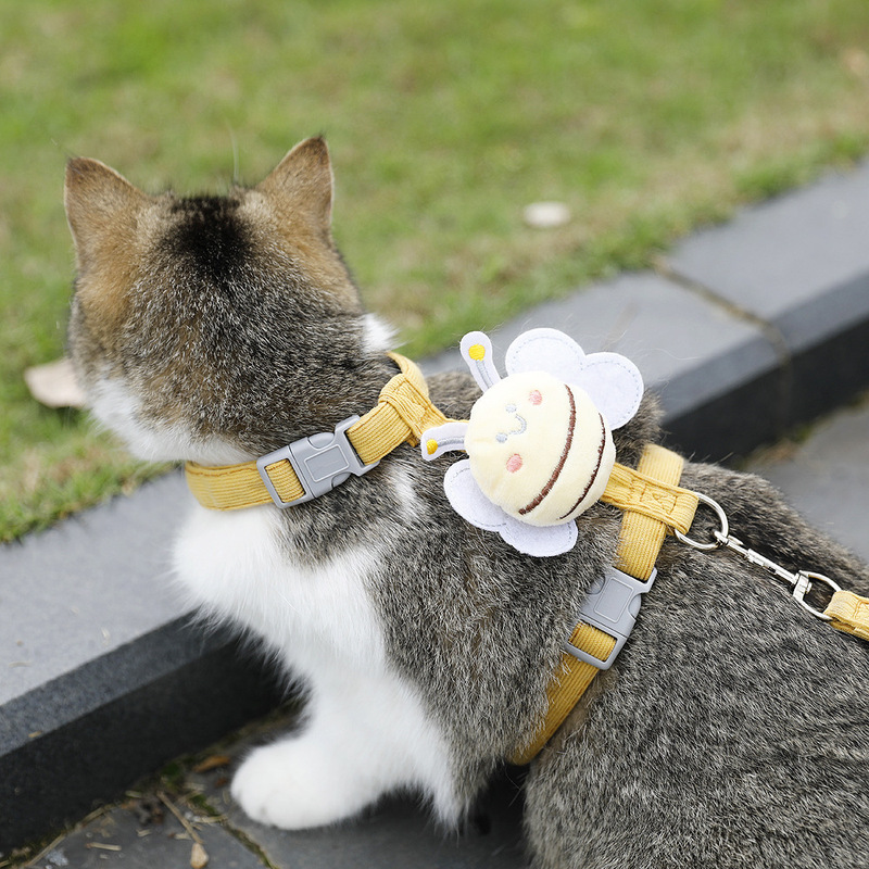 Little Bee 猫牽引ロープ、外出時の脱走防止 I 字型猫散歩ロープ、子猫ハーネス、調節可能なペット犬チェーン|undefined