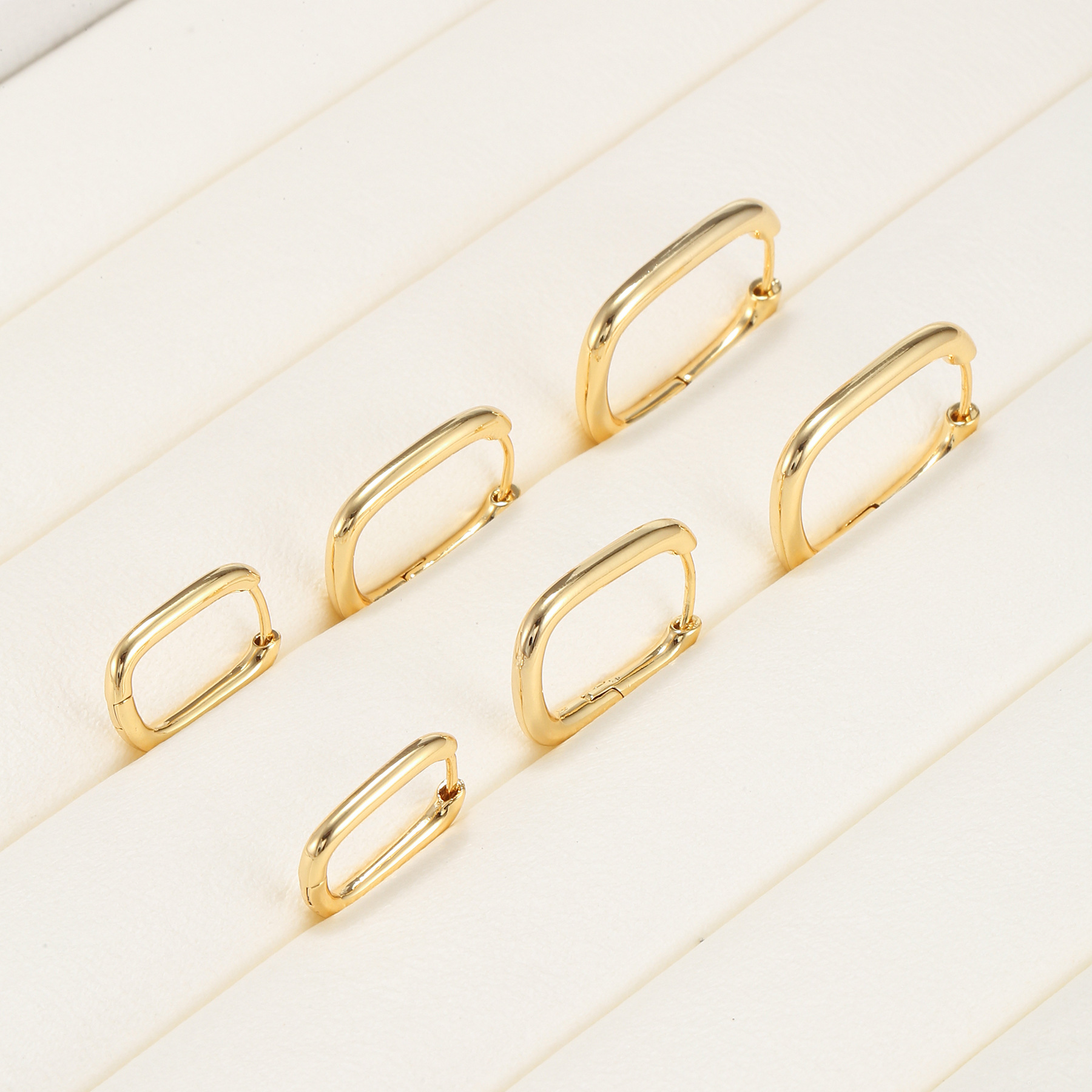 simple 18K real gold copper zirconium smooth earrings women