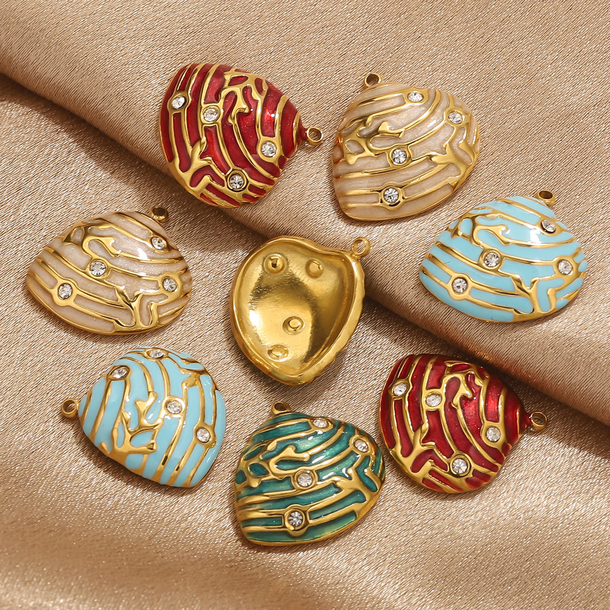 Acero inoxidable vacío de color goteo punto de perforación conchas colgante DIY joyas collar accesorios de pulsera al por mayor