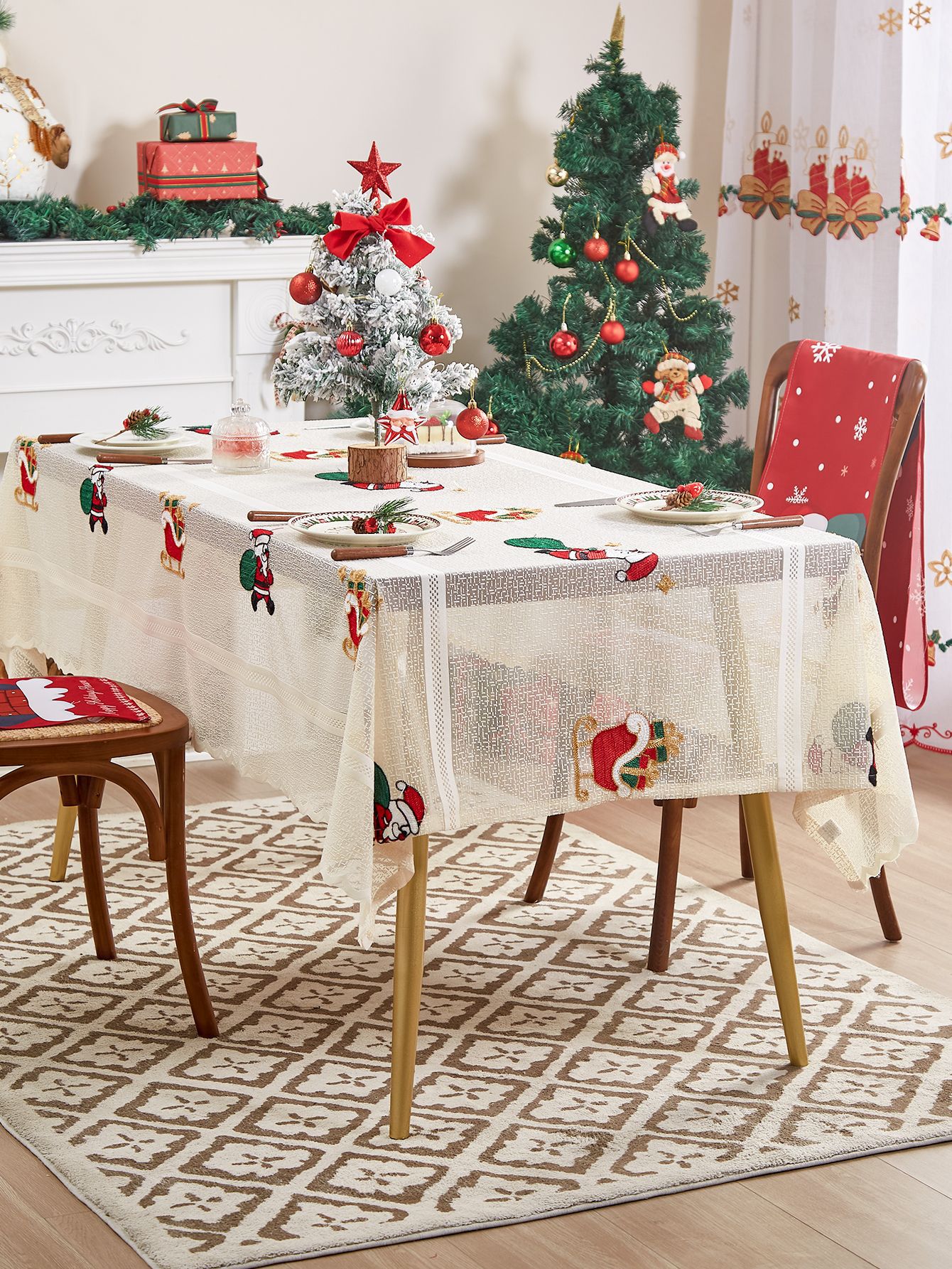 Natale Babbo Natale festa tavolo da tè tovaglia decorazione Natale tovaglia stampata atmosfera tovaglia transfrontaliera festa_voghion.com