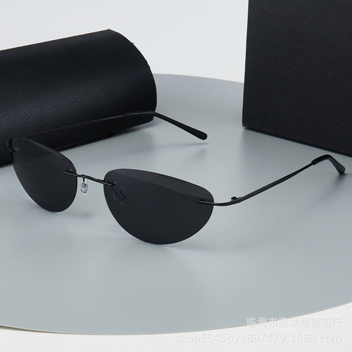 New ultra-light pilot retro cross-border cat-eye polarized sunglasses hinged metal driving and fishing sunglasses for men