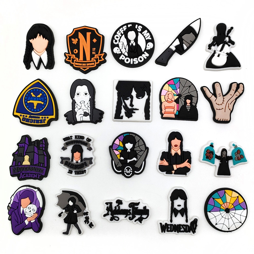 Serie de TV americana miércoles agujero zapatos zapato flor zapato hebilla desmontable flor zapato hebilla agujero zapatos Decoración