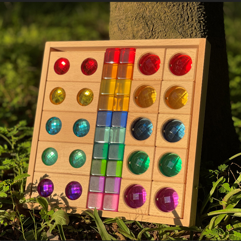 Bloques de construcción de GEMA de madera para niños bloques de construcción transparentes de acrílico que ensamblan Juguetes Educativos de Educación Temprana de construcción creativa para bebés