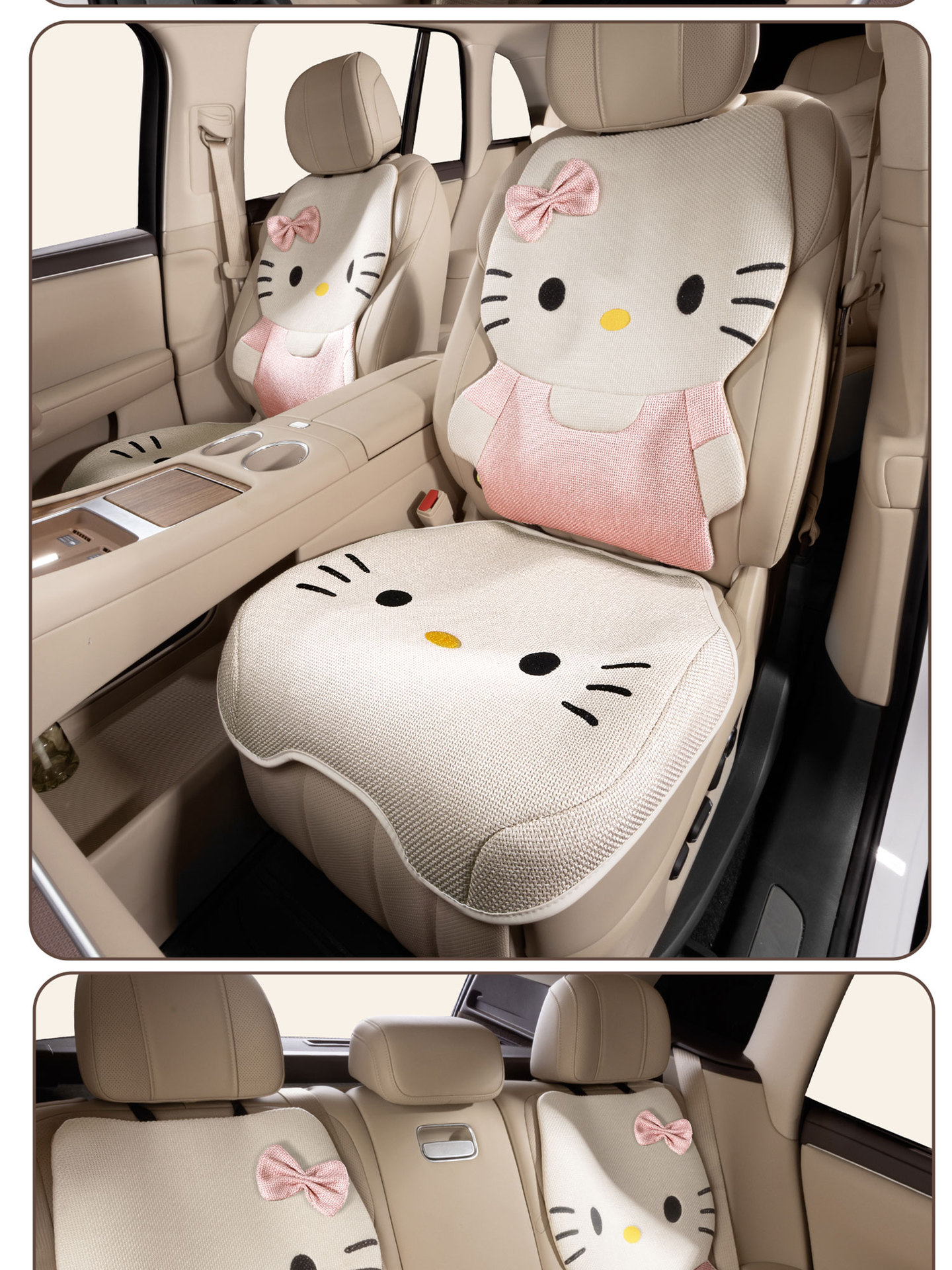 Car seat cushion, universal for all seasons, cartoon cute design, women's car seat pad, full coverage, breathable, non-slip seat cover