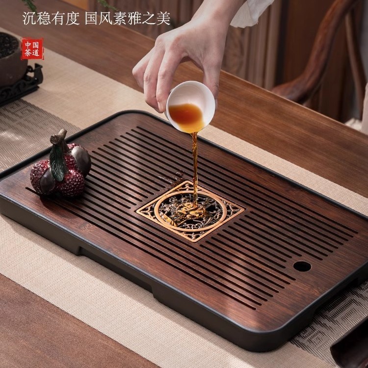 2025 新茶トレイカンフーティーセット竹茶海ドライバブルテーブル水茶トレイ家庭用小型水貯蔵茶テーブル|undefined