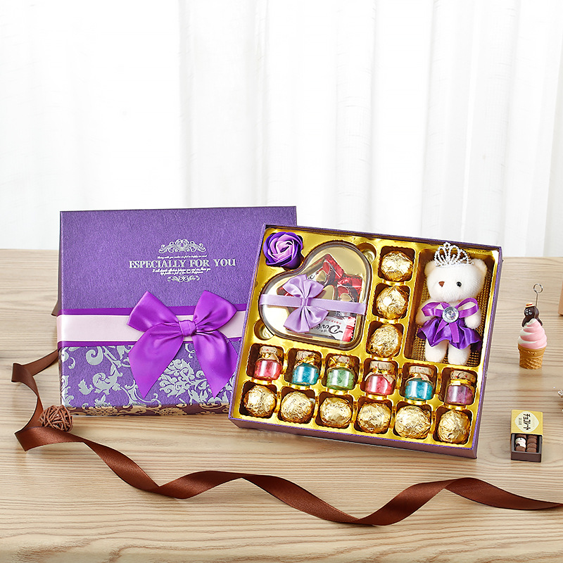 30 그리드 보라색 단일 하트 비둘기 선물 상자