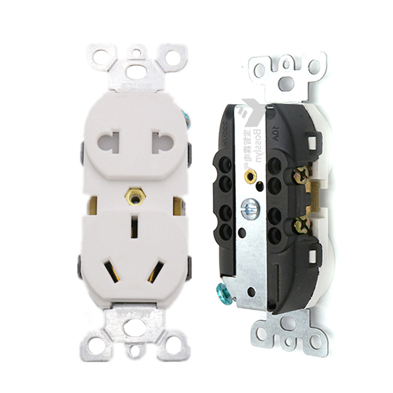 厂家批发118型国标双联插座 美标五孔墙壁插座 美式二插三插插座